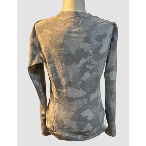 Lululemon Close to Crossing Shirt Size 10 Gray Camo Thumbholes Zip Back Pocket - Picture 2 of 16
